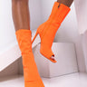 Front View Wild Dreams Open Toe Bootie in Orange