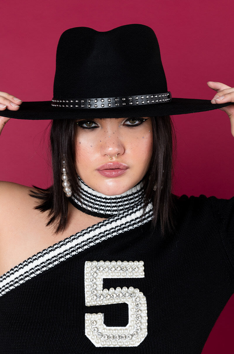Front View Wild West Wool Brim Hat