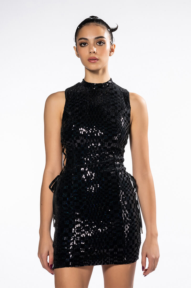 Detail View Wildest Dreams Side Lace Up Mini Dress