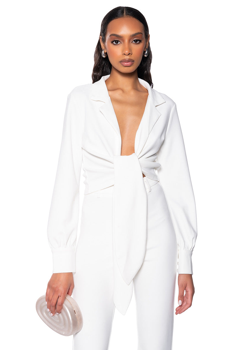 Front View Wildest Dreams Tie Front Blouse