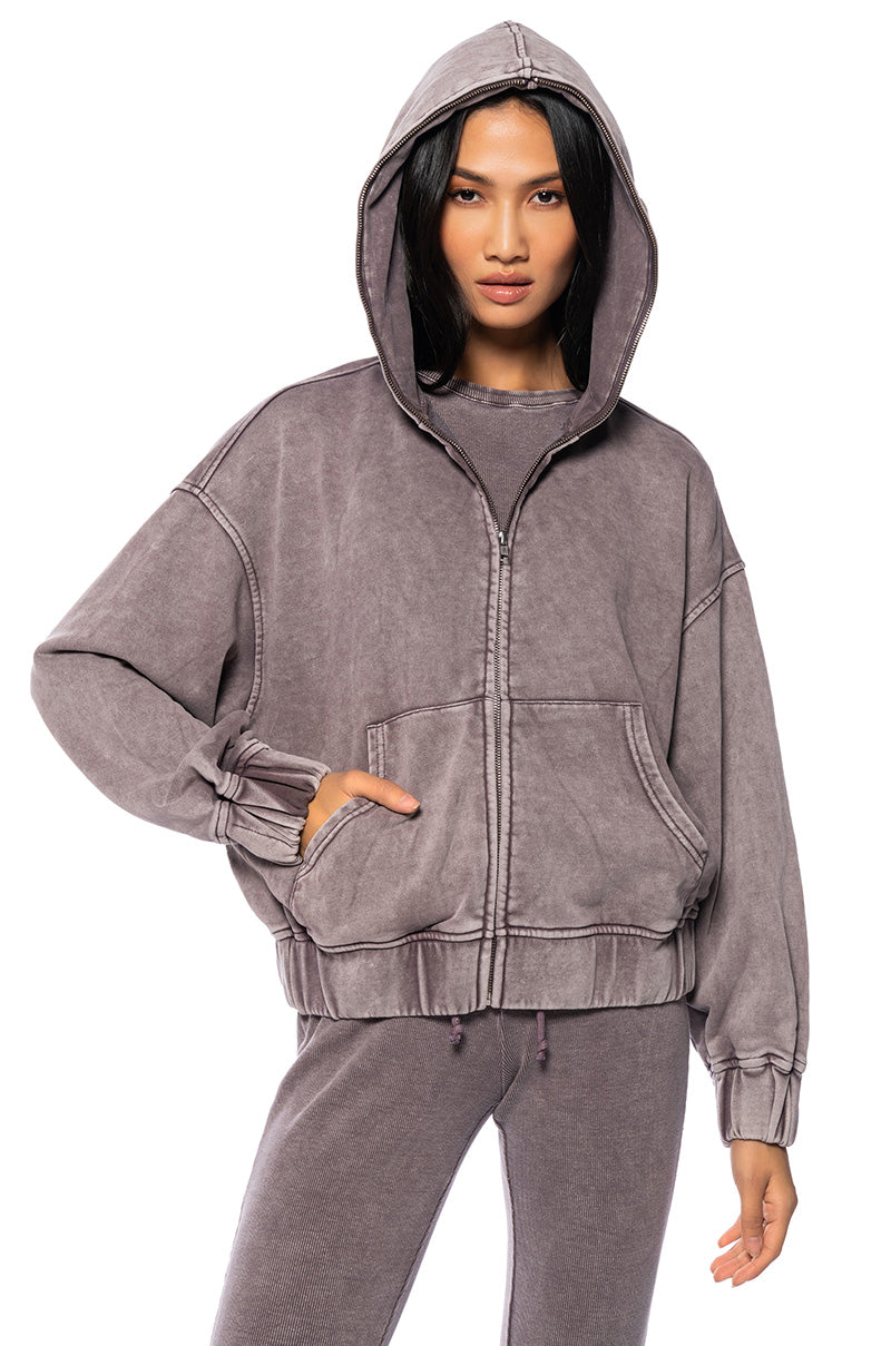 Front View Windows Down Zip Up Hoodie