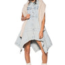 Front View Winona Cap Sleeve Button Down Denim Midi Dress In Light Blue