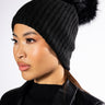 Front View Winter Beanie With Pom In Black