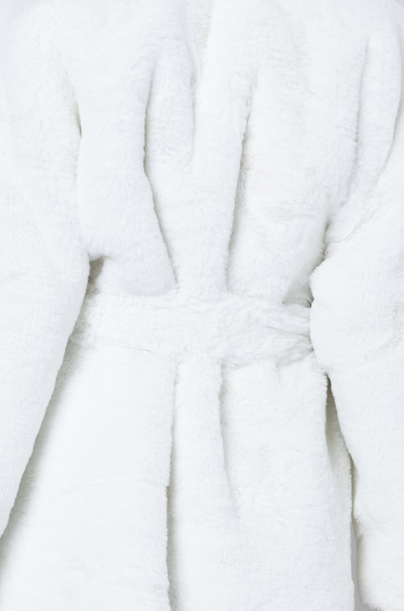  Winter Whites Long Faux Fur Trench Coat in White