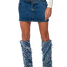 Front View Wish You Could Belted Micro Mini Denim Skirt