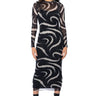 Front View Wish You Knew Mesh Long Sleeve Midi Dress