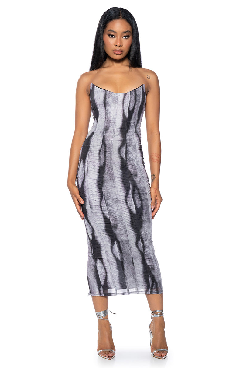 Front View Wishing On A Dream Mesh Maxi Dress In Black