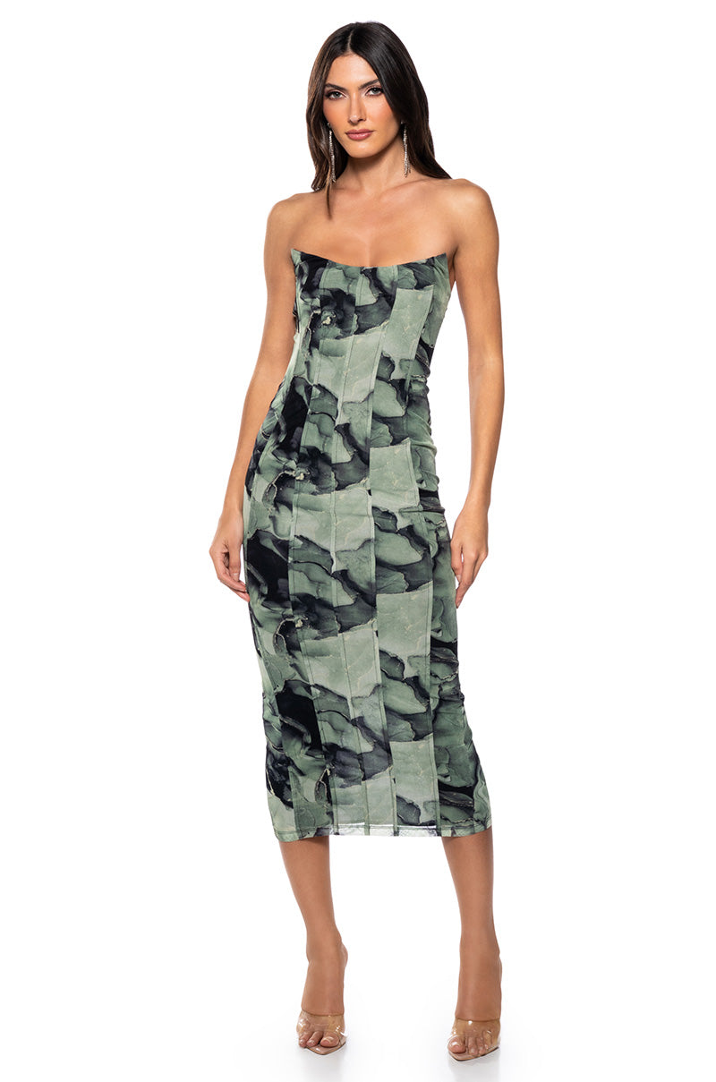 Front View Wishing On A Dream Mesh Maxi Dress In Green