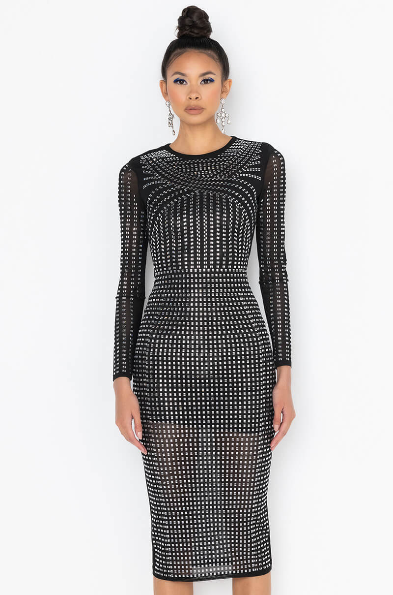 Front View With The Curves Rhinestones Mini Dress