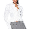 Front View Woke Up In Love Ruffled Long Sleeve Blouse In White