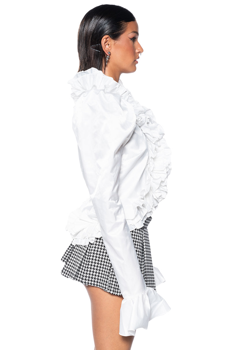 Detail View Woke Up In Love Ruffled Long Sleeve Blouse In White