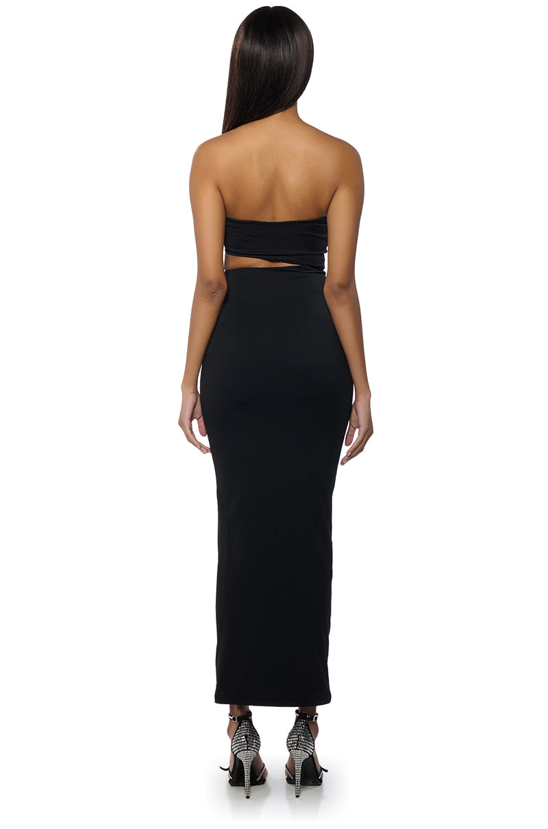 Back View Woke Up Like This Strapless Cut Out Midi Dress