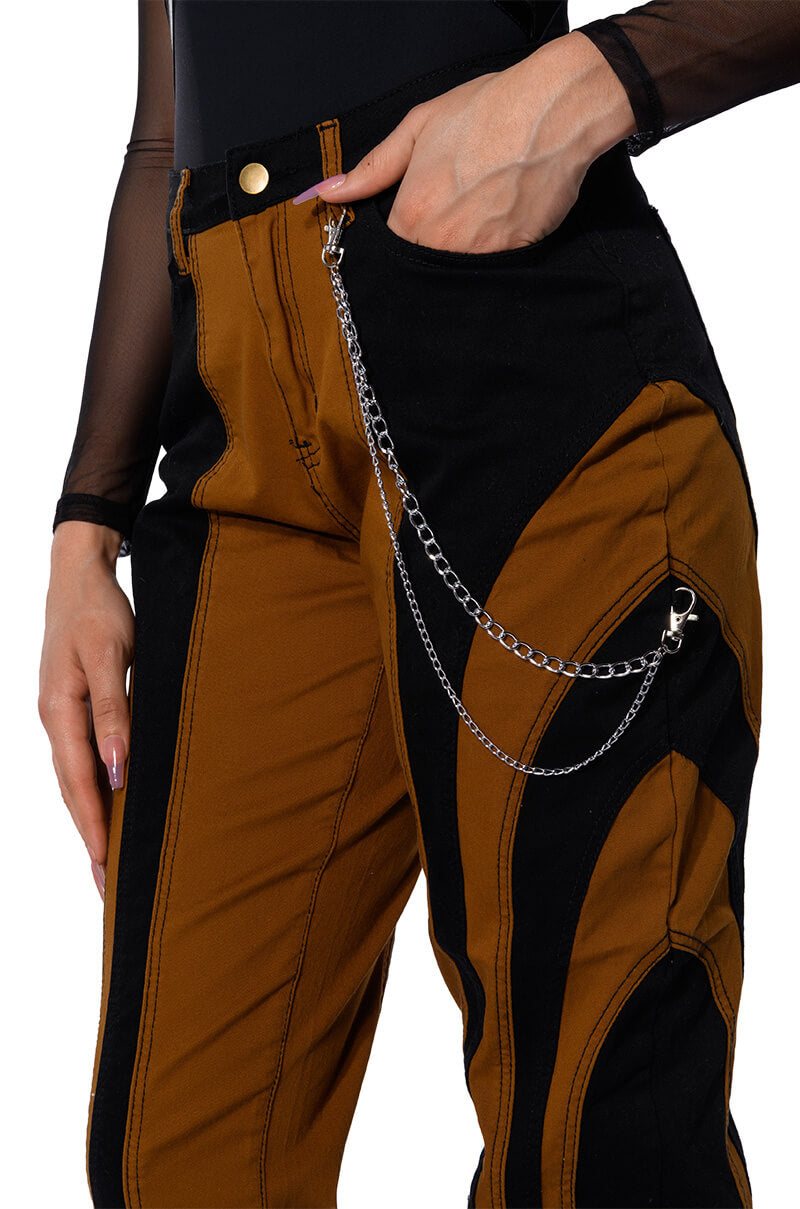 Extra View Wonka Chain Detail Color Blocked Denim Pant view 10