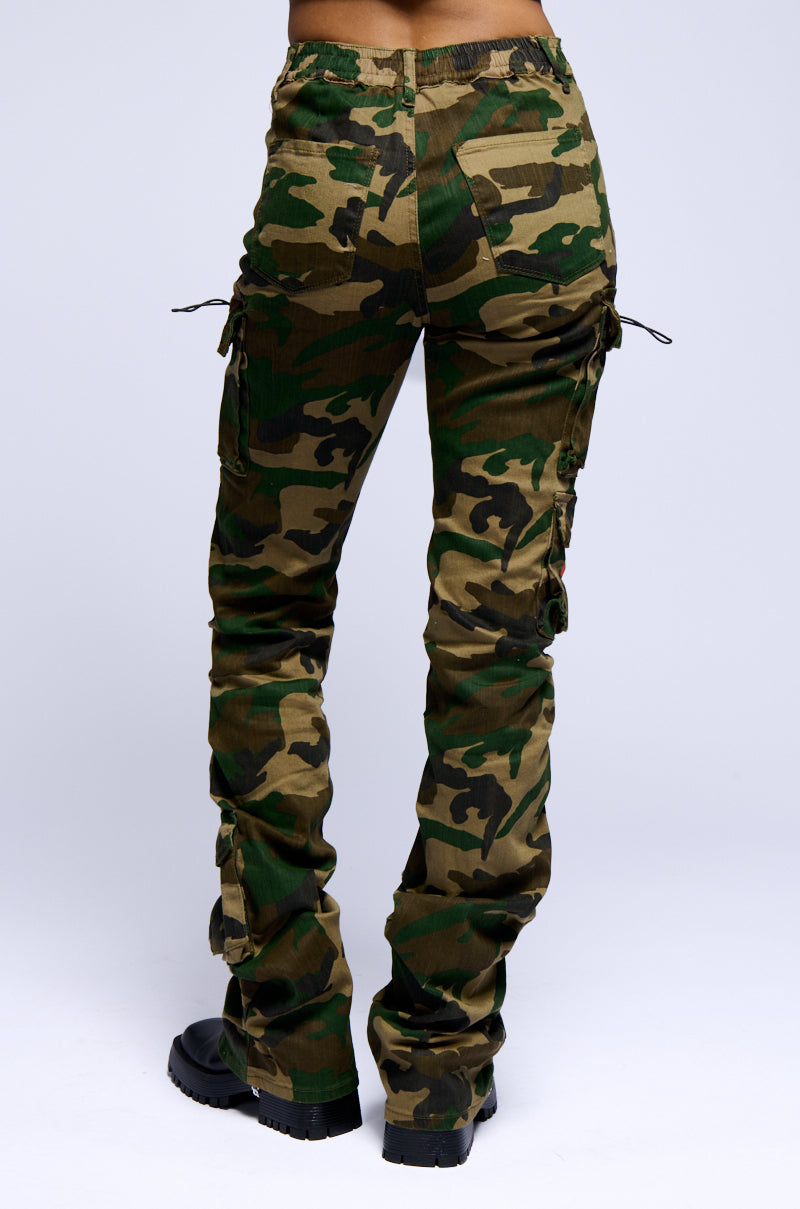 Full View Wood Camo High Rise Stacked Pants