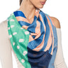 Front View Woodstock Plisse Multi Way Print Scarf