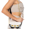 Front View Word To The Wise Embellished Crossbody Bag