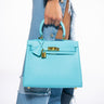 Front View Work It Pu Leather Light Blue Bag