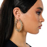 Front View Work Of Art Embellished Hoop Earrings