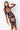 Front View Work Of Art Ruched Mesh Midi Dress in Rust