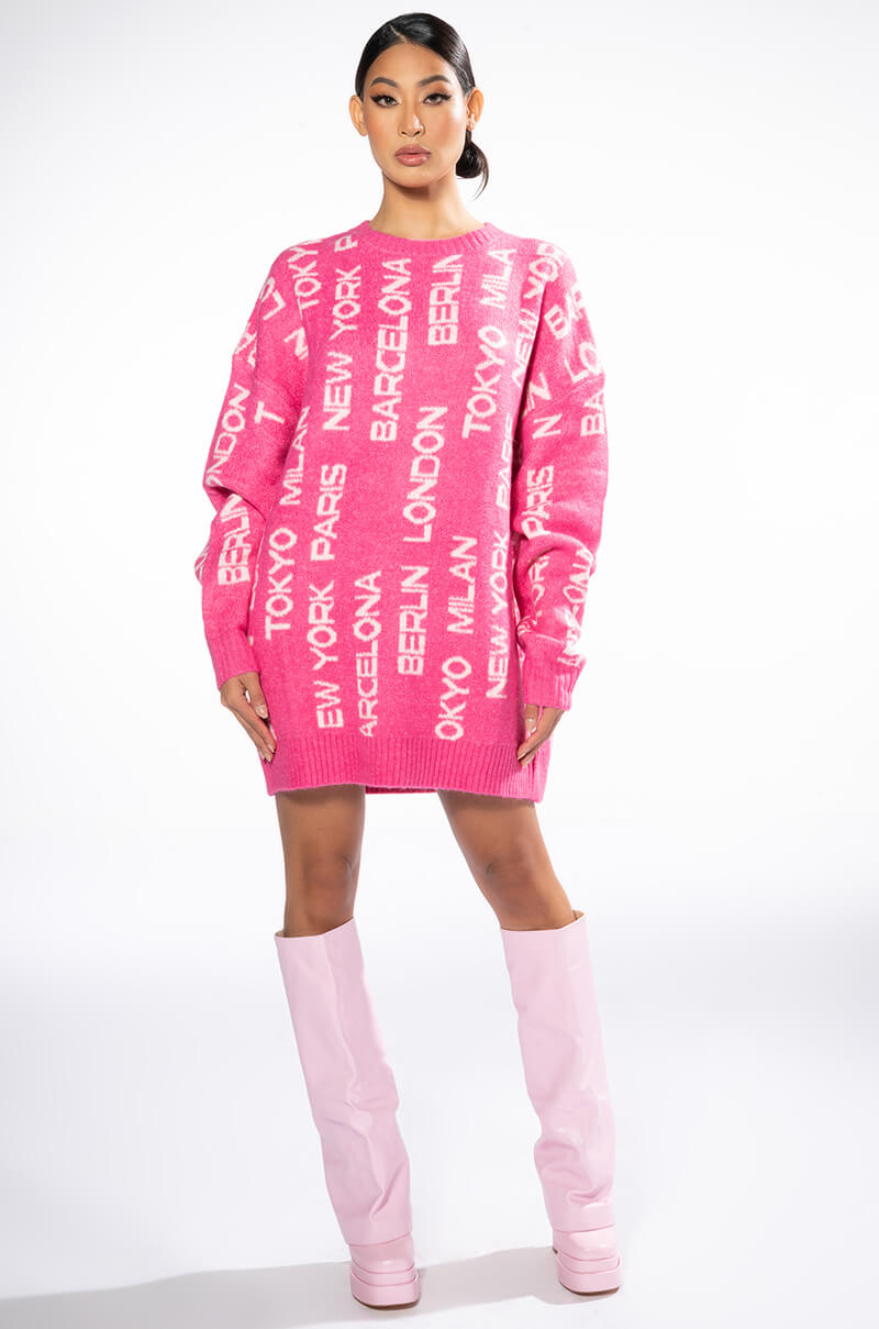 Oversized Sweater Dress Pink Sweater Boots Winter Outfit Oversized