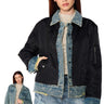 Front View Worth The Wait Reversible Denim Bomber Jacket