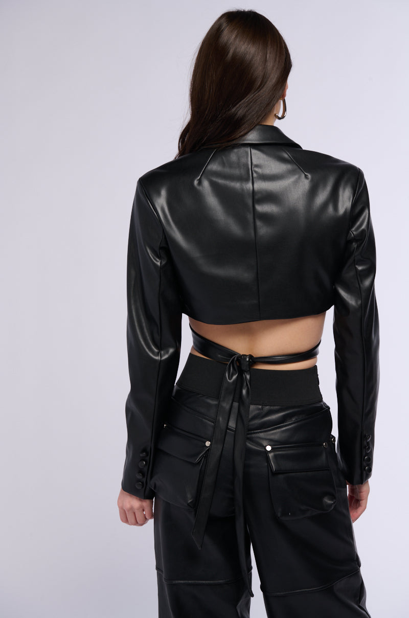 Full View Wrap Around Pu Blazer