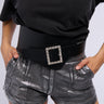 Front View Wrapped Up Statement Belt In Black Silver