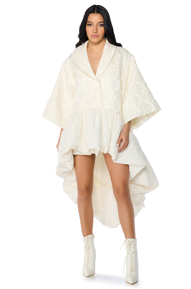 Front View Wrestler High Low Brocade Trench