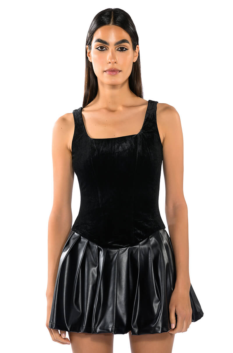 Front View Wrong Decisions Pleated Mini Dress