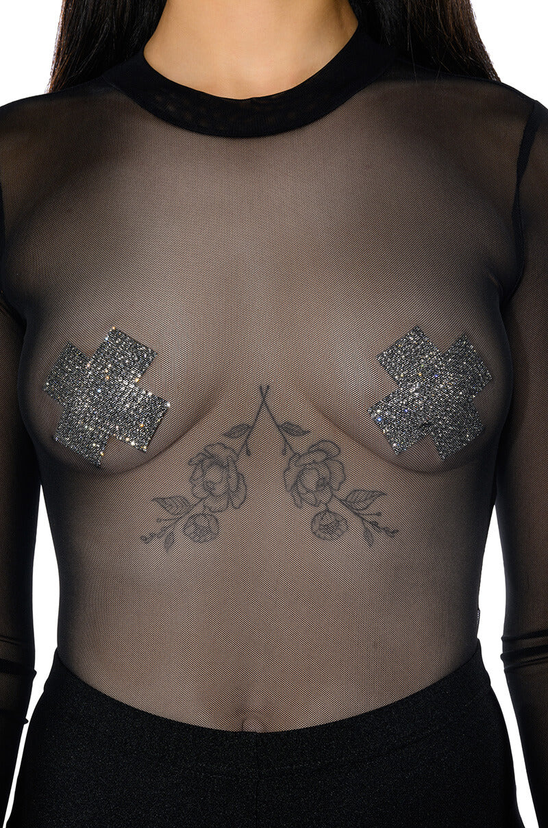 Front View X Marks The Spot Embellished Nip Sticker 0