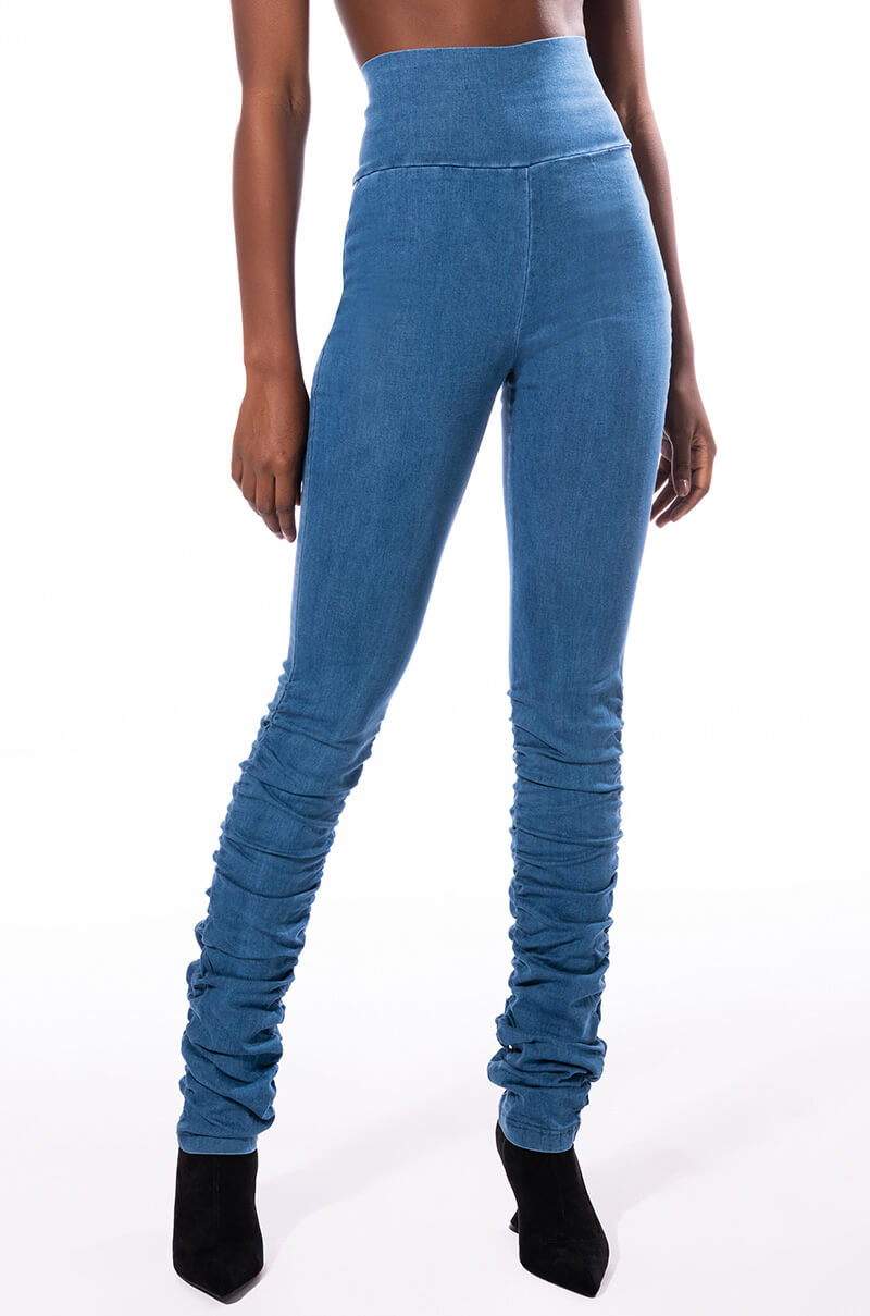 Front View X.o High Rise Stacked Denim