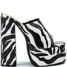 Front View Y2k Dreams Square Toe Chunky Mule Sandal In Zebra