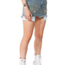 Front View Y2k Rhinestone Mini Denim Skirt