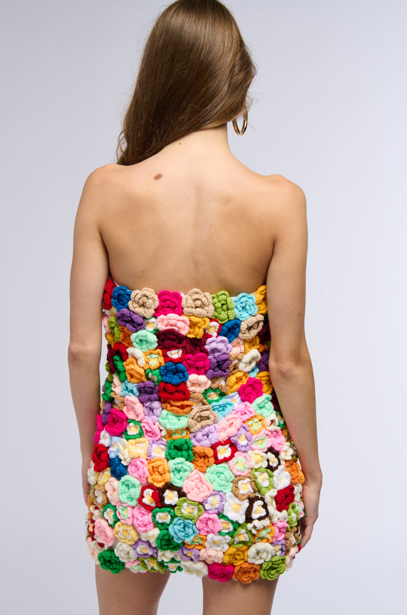 knee length dresses for ladies Vibrant Colorful Floral Dress – Gabi Swimwear main image 1