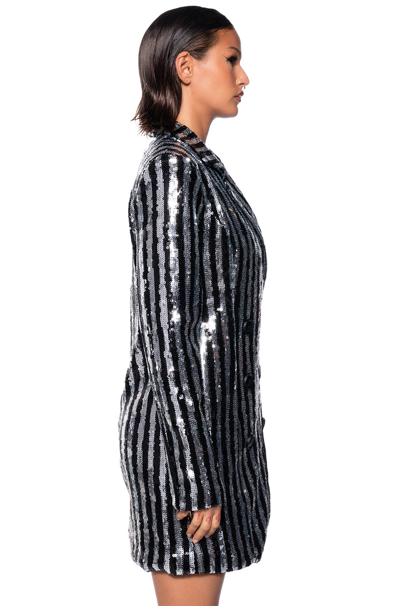 Detail View Yanni Sequin Blazer Mini Dress