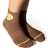 Front View Yellow And Tan Smiley Face Socks