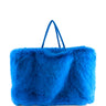 Side View Yeti Large Faux Fur Tote In Blue