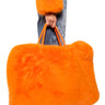 Front View Yeti Large Faux Fur Tote In Orange