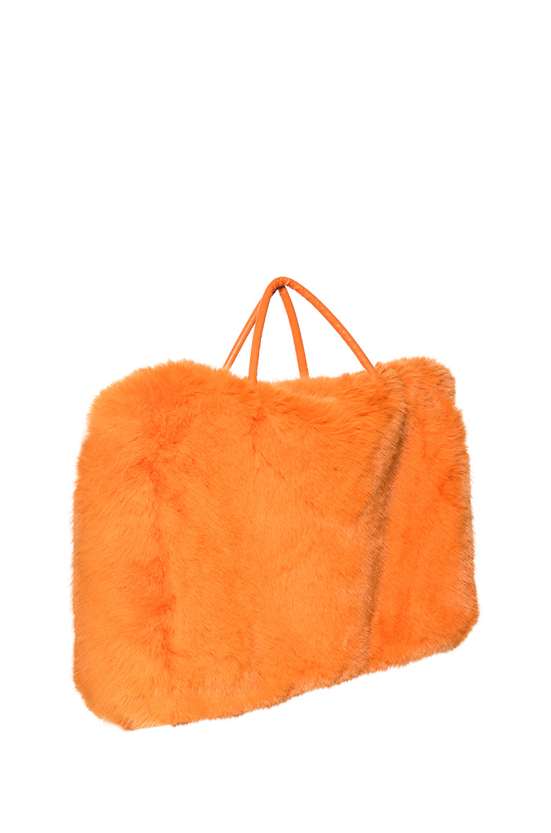 Back View Yeti Large Faux Fur Tote In Orange