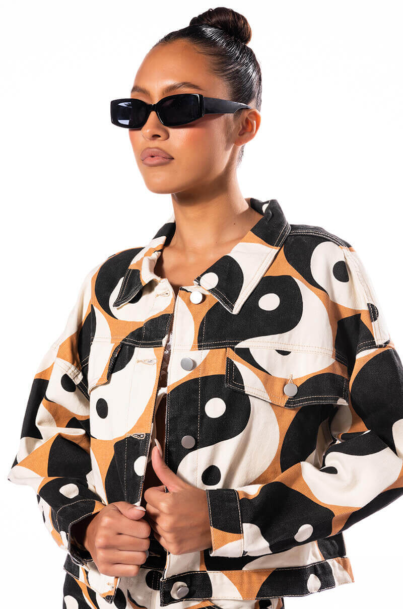 Front View Yin Yang Jean Jacket