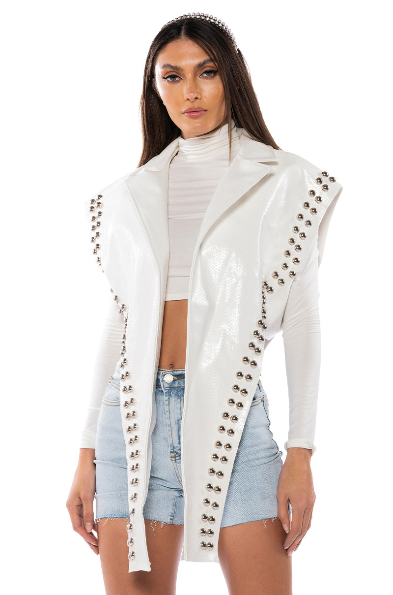 Front View You Already Know Moto Vest With Front Drape