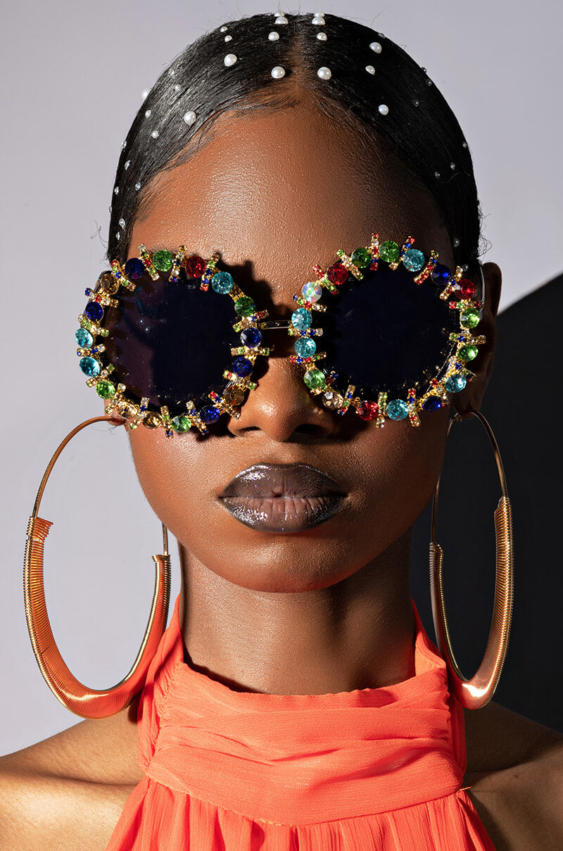 Front View You Bore Me Rhinestone Sunnies
