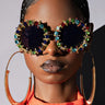 Front View You Bore Me Rhinestone Sunnies