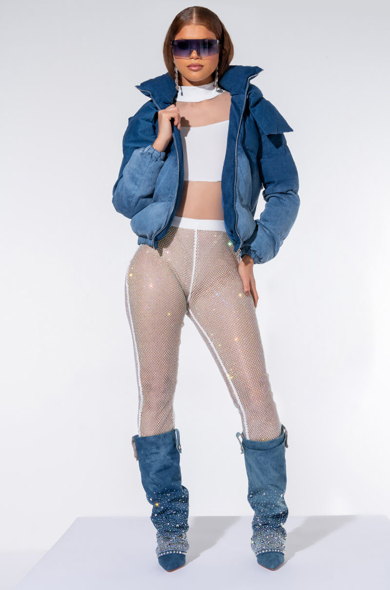 YOU CAN'T HANDLE THIS MESH RHINESTONE PANT WHITE view 0