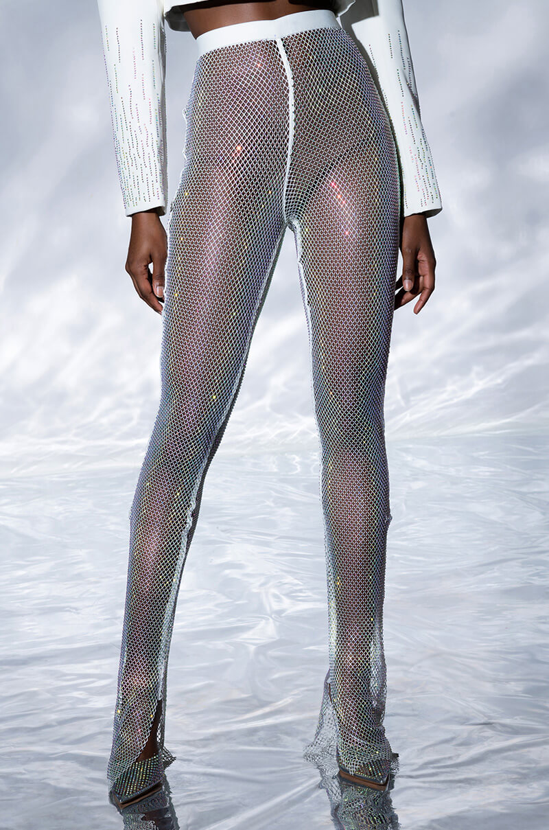 Front View You Cant Handle This Mesh Rhinestone Pant
