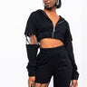 Front View You Dont Know Me Pearl Detail Sweatshirt in Black