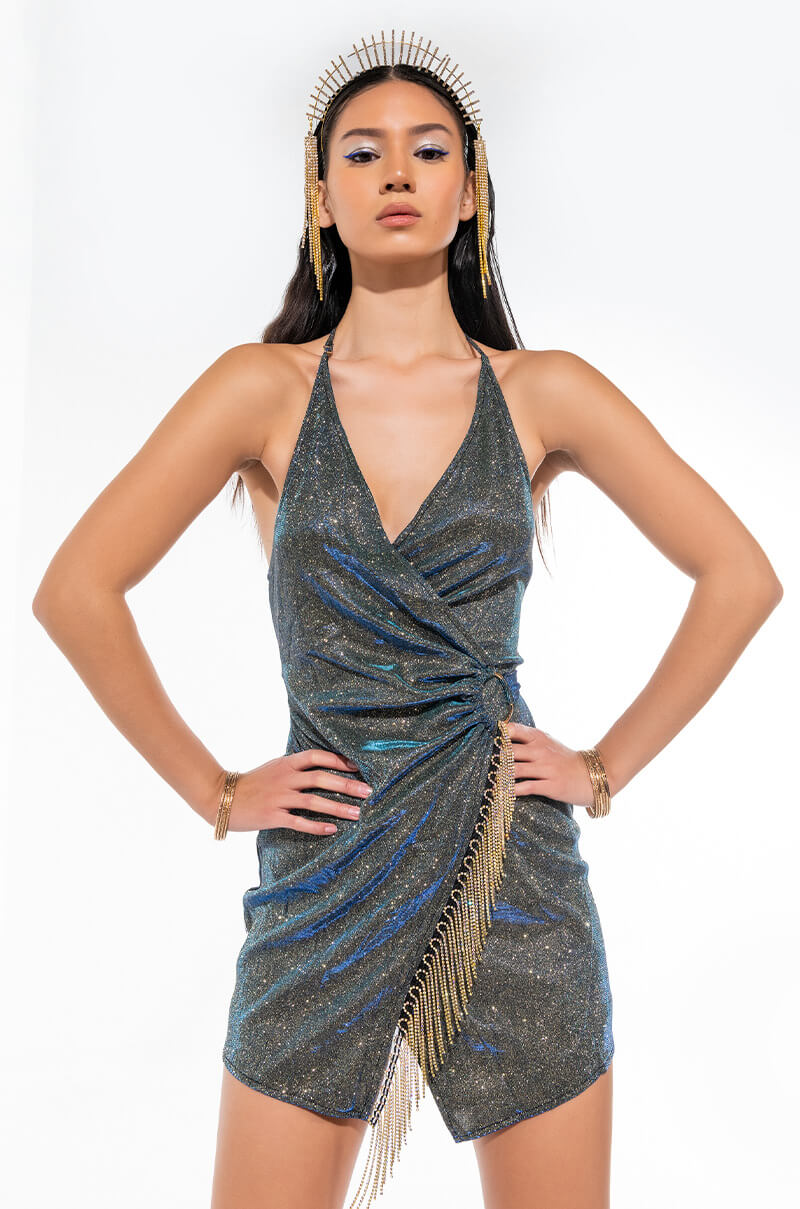 Front View You Got It Wrap Front Mini Dress