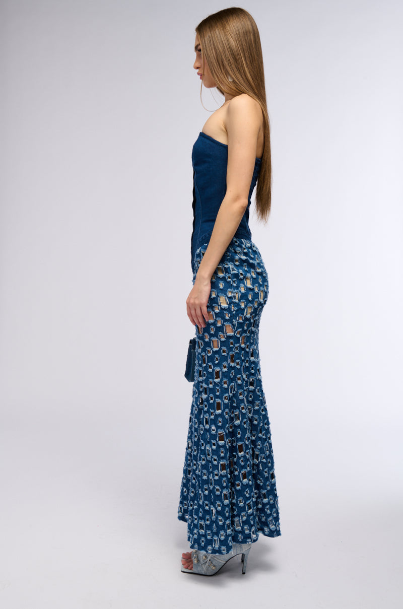 YOU KNOW THE VIBES CUT OUT DENIM MAXI DRESS AKIRA YOU KNOW THE VIBES CUT OUT DENIM MAXI DRESS AKIRA