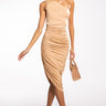 Front View You Want It I Got In One Sleeve Ruched Midi Dress