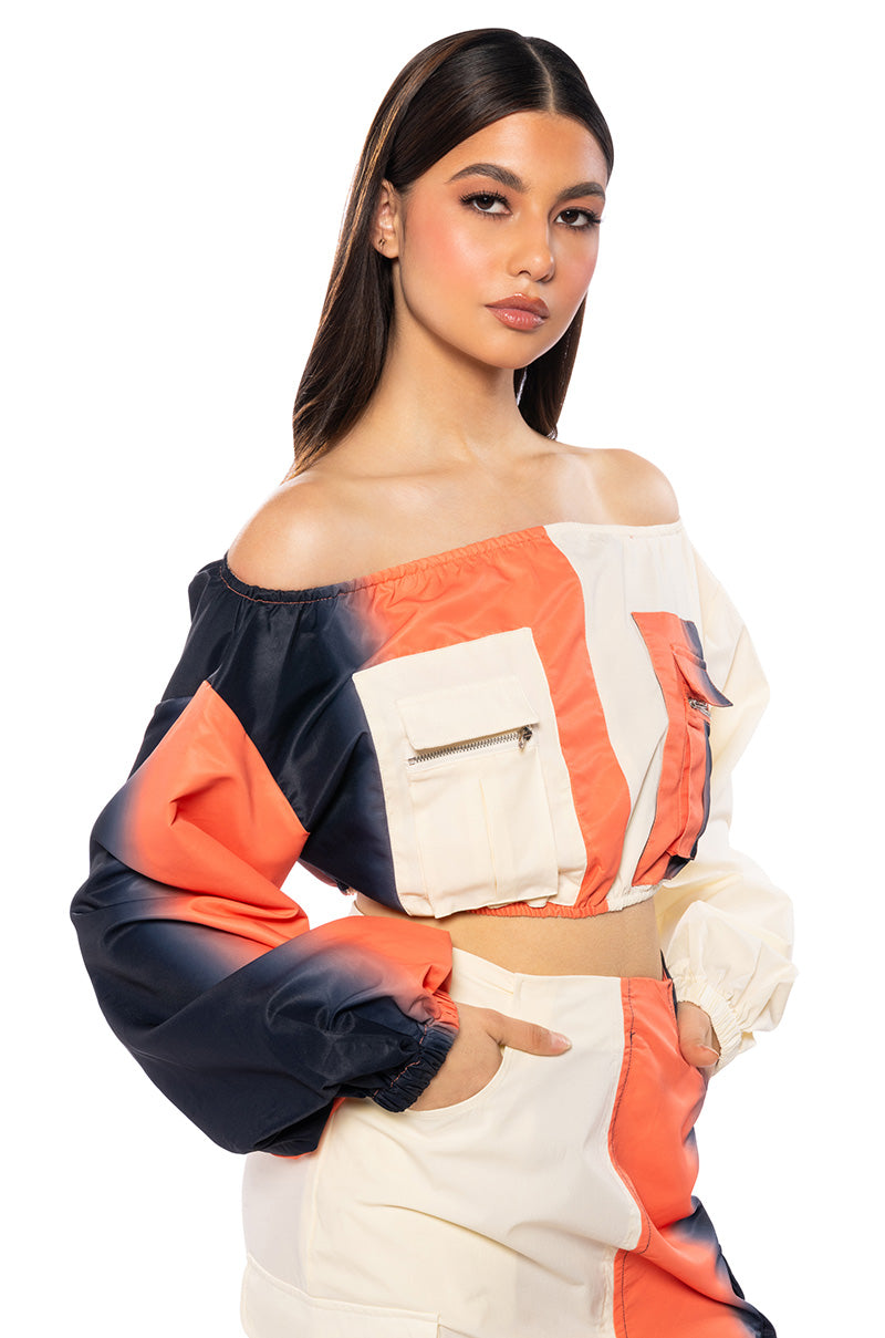 Side View You Wish Colorblock Cargo Crop Top view 9